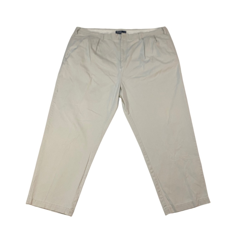 Polo Ralph Lauren Andrew Pant Mens 50x30 Khaki Tan Pleated Cotton Chino Trousers